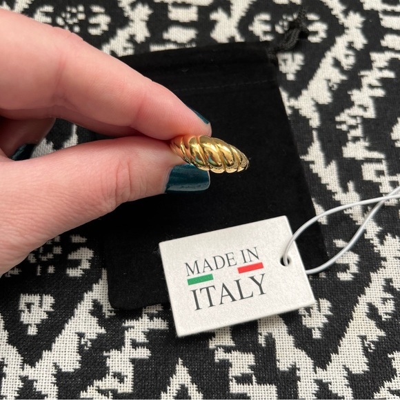 Mia Fiore Made In Italy 18kt Gold Plated Puffed Croissant Ring - Picture 3 of 5